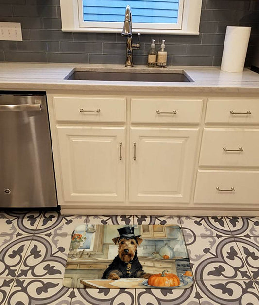 Airedale Terrier Fall Kitchen Pumpkins Memory Foam Kitchen Mat - Loft&Timber