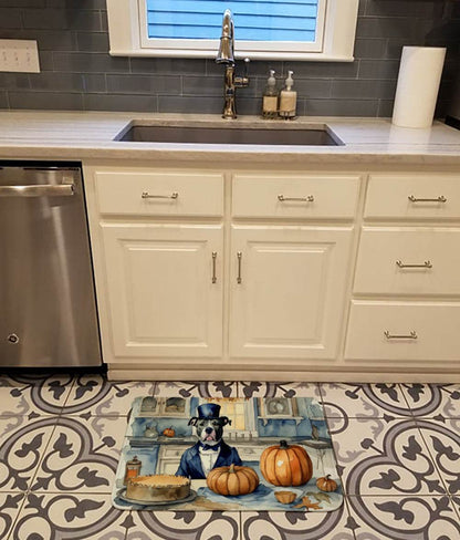 Pit Bull Terrier Fall Kitchen Pumpkins Memory Foam Kitchen Mat - Loft&Timber