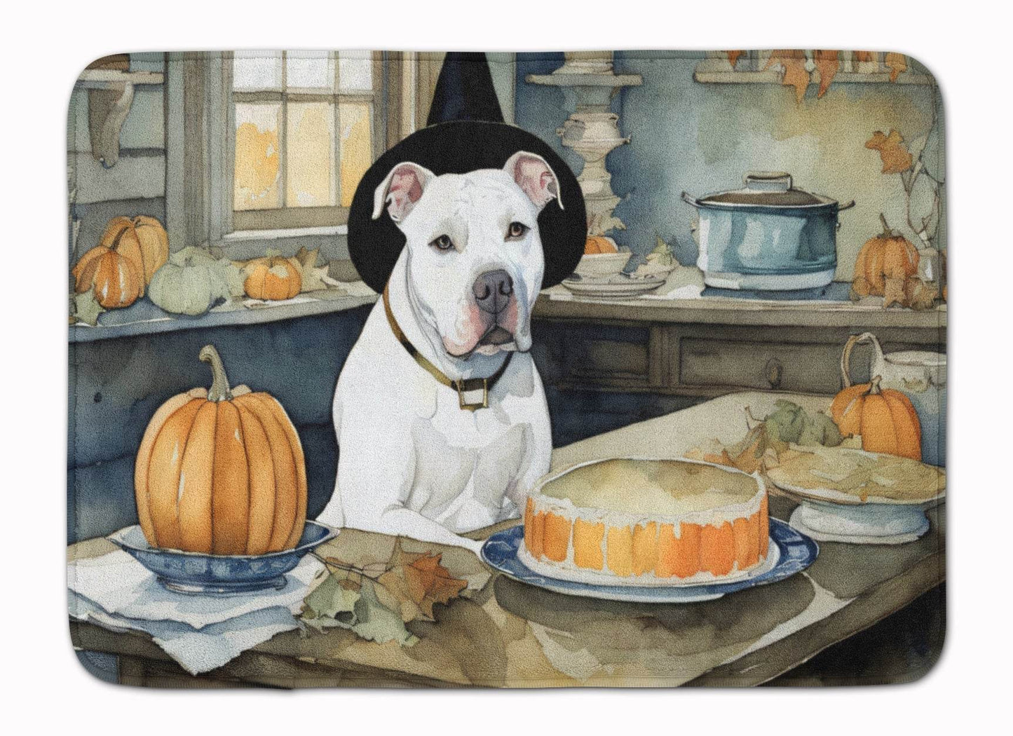 Pit Bull Terrier Fall Kitchen Pumpkins Memory Foam Kitchen Mat - Loft&Timber