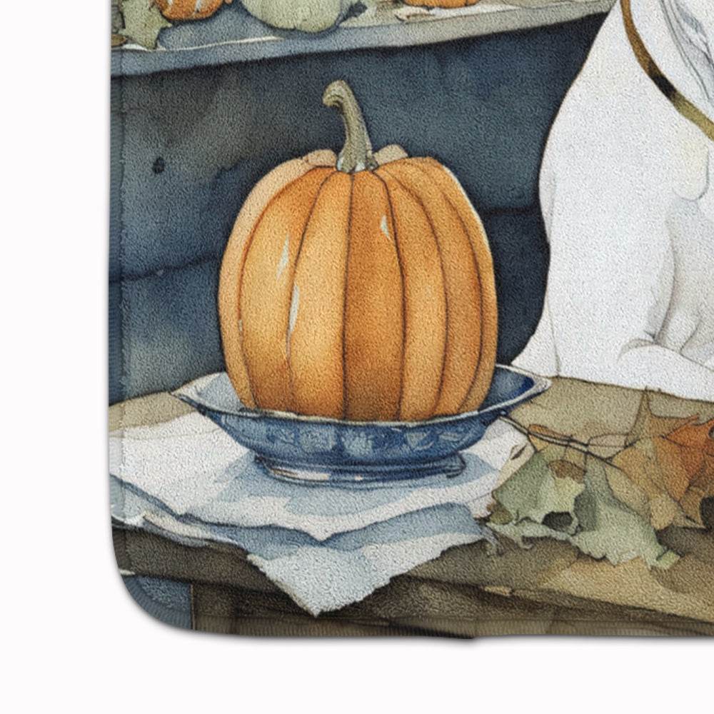 Pit Bull Terrier Fall Kitchen Pumpkins Memory Foam Kitchen Mat - Loft&Timber