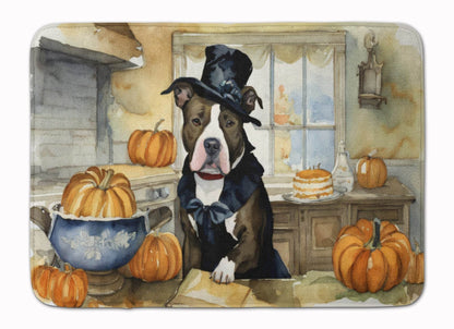 Pit Bull Terrier Fall Kitchen Pumpkins Memory Foam Kitchen Mat - Loft&Timber