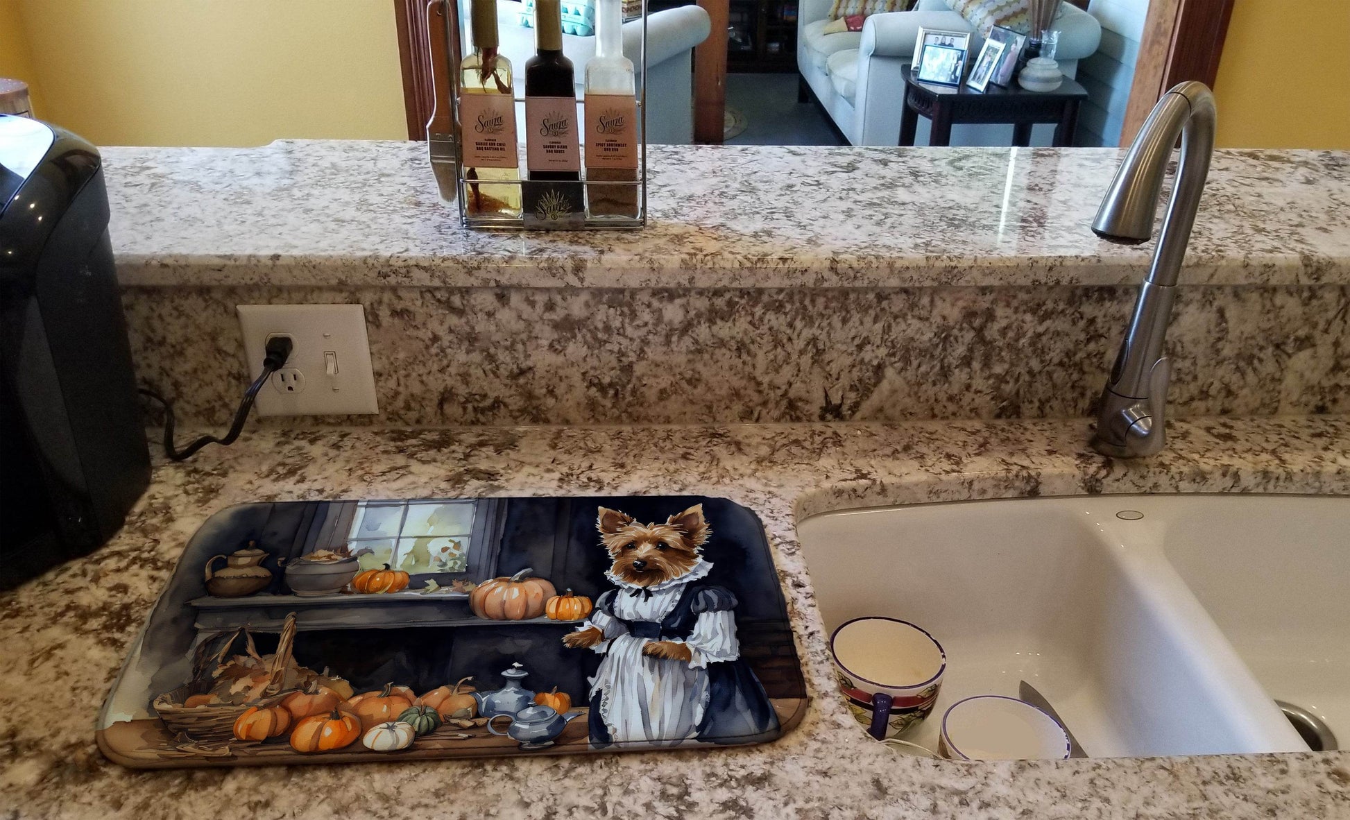 Australian Terrier Fall Kitchen Pumpkins Dish Drying Mat - Loft&Timber