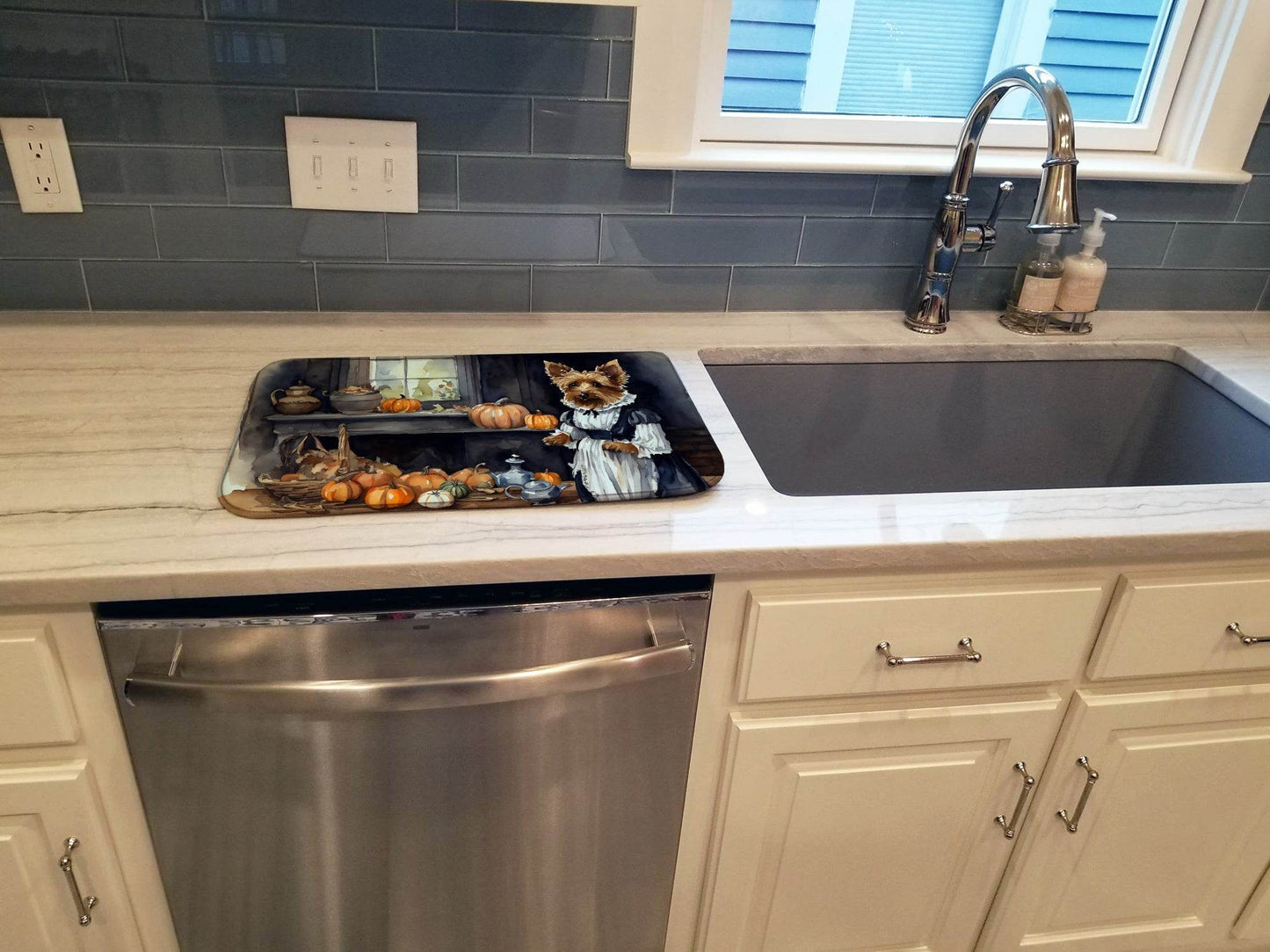 Australian Terrier Fall Kitchen Pumpkins Dish Drying Mat - Loft&Timber