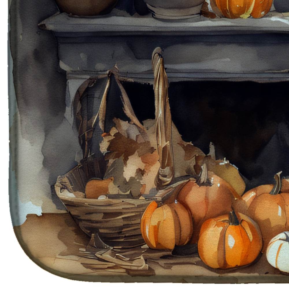 Australian Terrier Fall Kitchen Pumpkins Dish Drying Mat - Loft&Timber