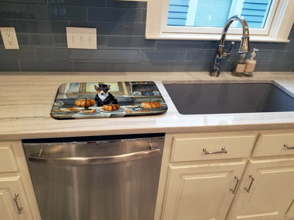 Basenji Fall Kitchen Pumpkins Dish Drying Mat - Loft&Timber