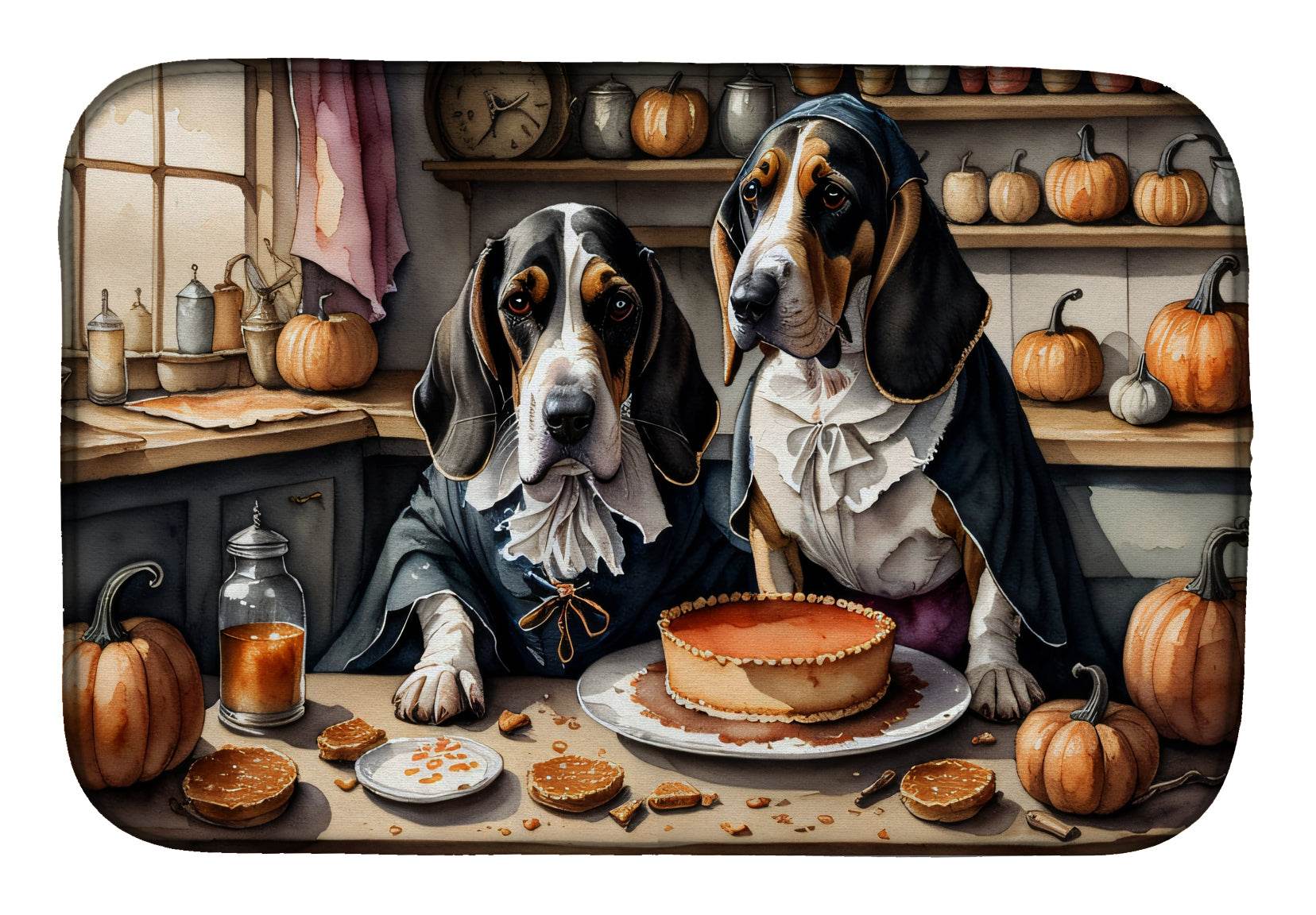 Basset Hound Fall Kitchen Pumpkins Dish Drying Mat - Loft&Timber