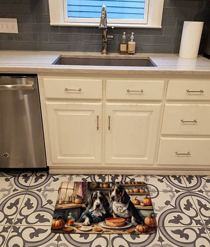 Basset Hound Fall Kitchen Pumpkins Memory Foam Kitchen Mat - Loft&Timber
