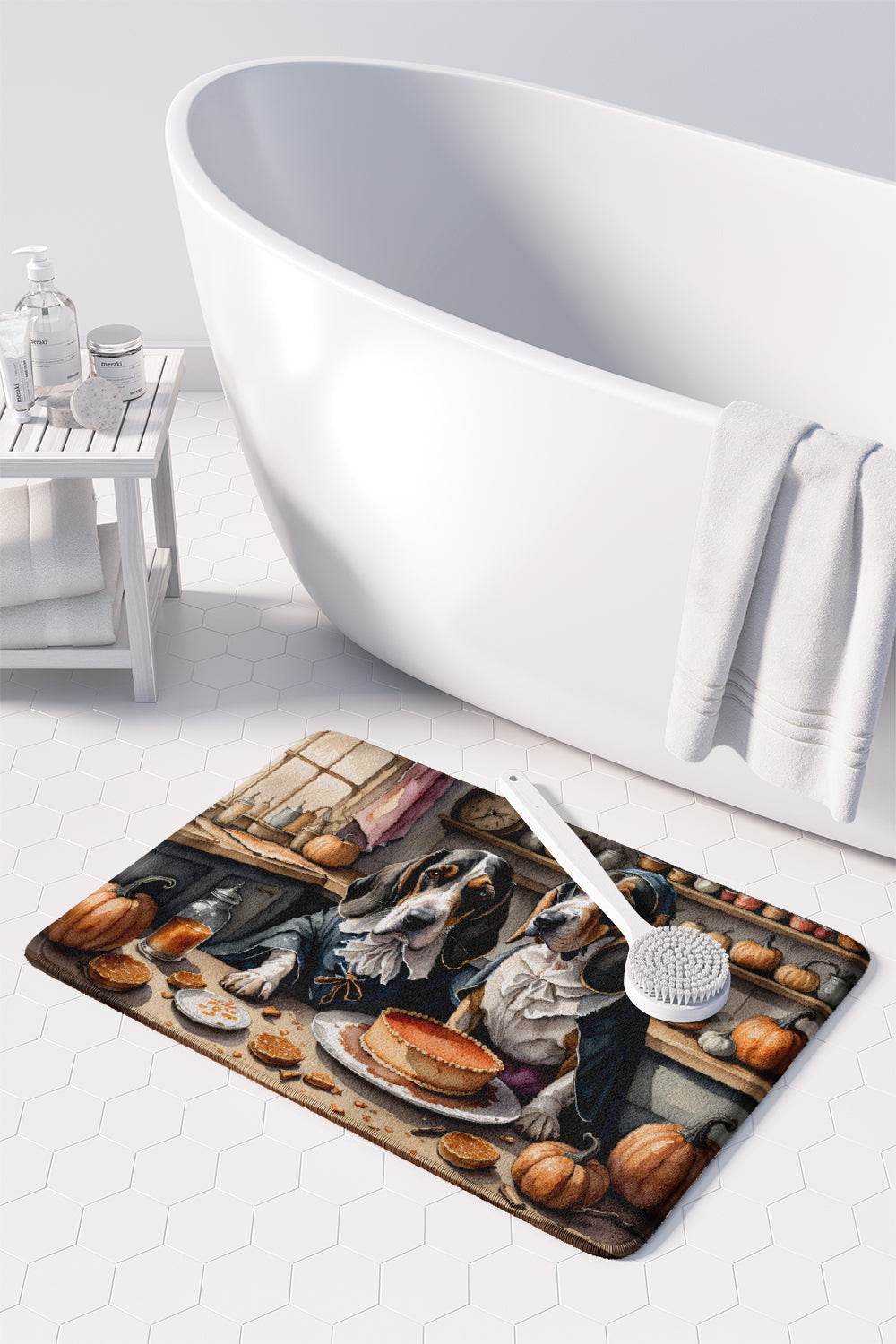 Basset Hound Fall Kitchen Pumpkins Memory Foam Kitchen Mat - Loft&Timber