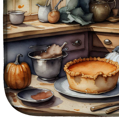 Bearded Collie Fall Kitchen Pumpkins Dish Drying Mat - Loft&Timber