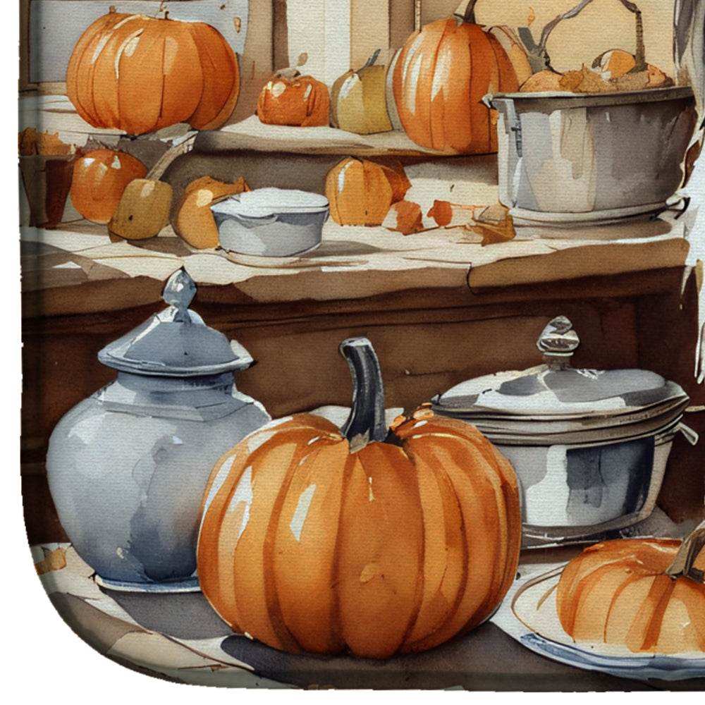 Bearded Collie Fall Kitchen Pumpkins Dish Drying Mat - Loft&Timber