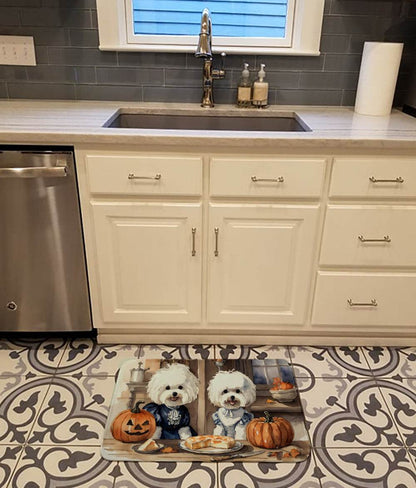 Bichon Frise Fall Kitchen Pumpkins Memory Foam Kitchen Mat - Loft&Timber