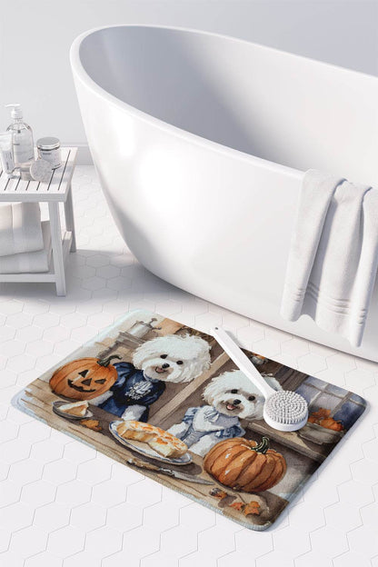 Bichon Frise Fall Kitchen Pumpkins Memory Foam Kitchen Mat - Loft&Timber