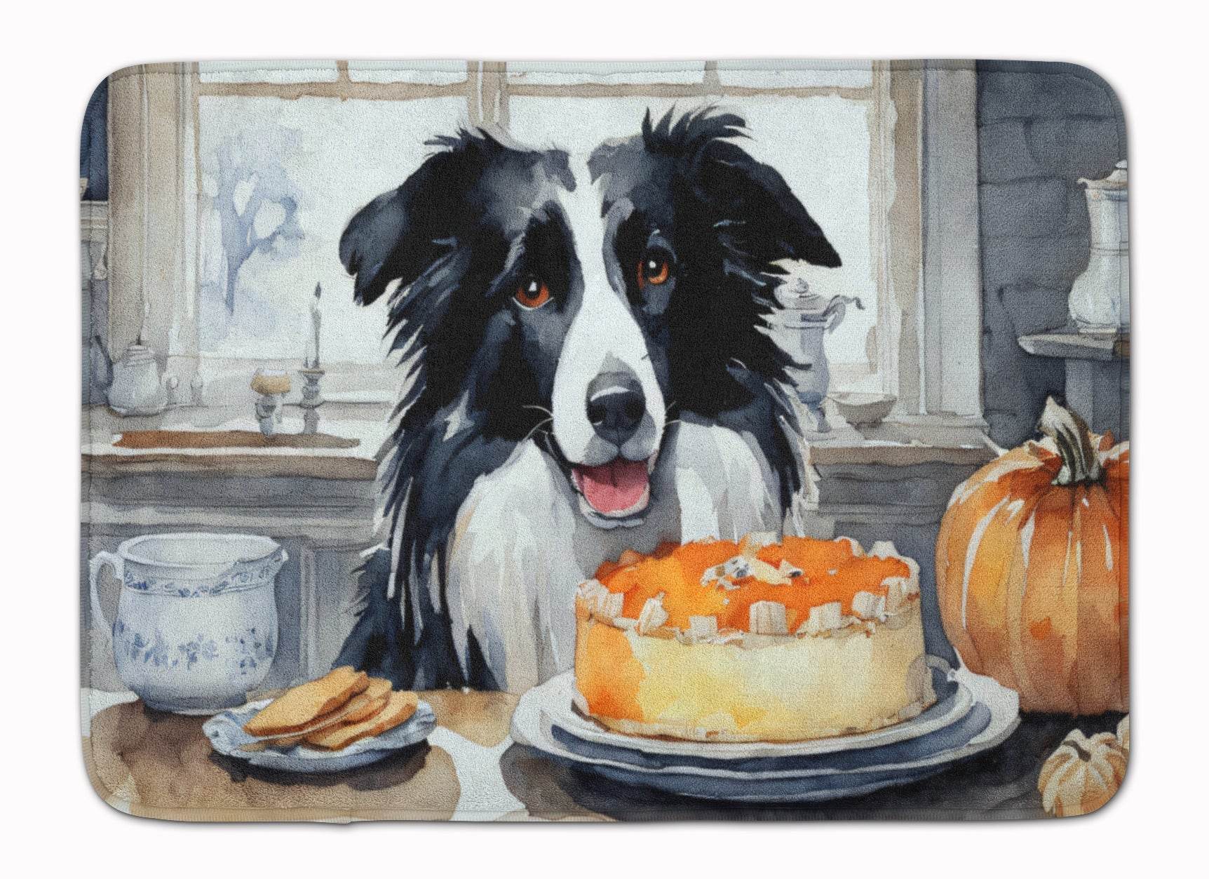 Border Collie Fall Kitchen Pumpkins Memory Foam Kitchen Mat - Loft&Timber