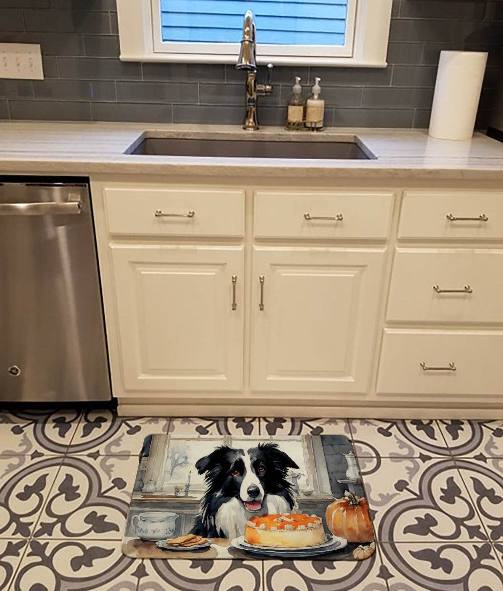 Border Collie Fall Kitchen Pumpkins Memory Foam Kitchen Mat - Loft&Timber