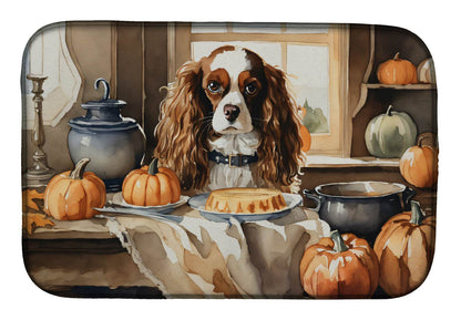 Cavalier Spaniel Fall Kitchen Pumpkins Dish Drying Mat - Loft&Timber