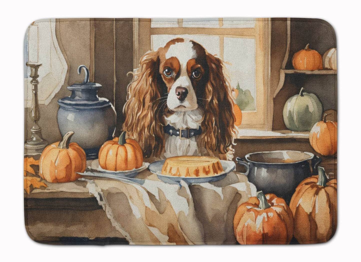 Cavalier Spaniel Fall Kitchen Pumpkins Memory Foam Kitchen Mat - Loft&Timber