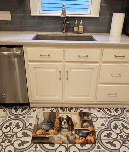 Cavalier Spaniel Fall Kitchen Pumpkins Memory Foam Kitchen Mat - Loft&Timber