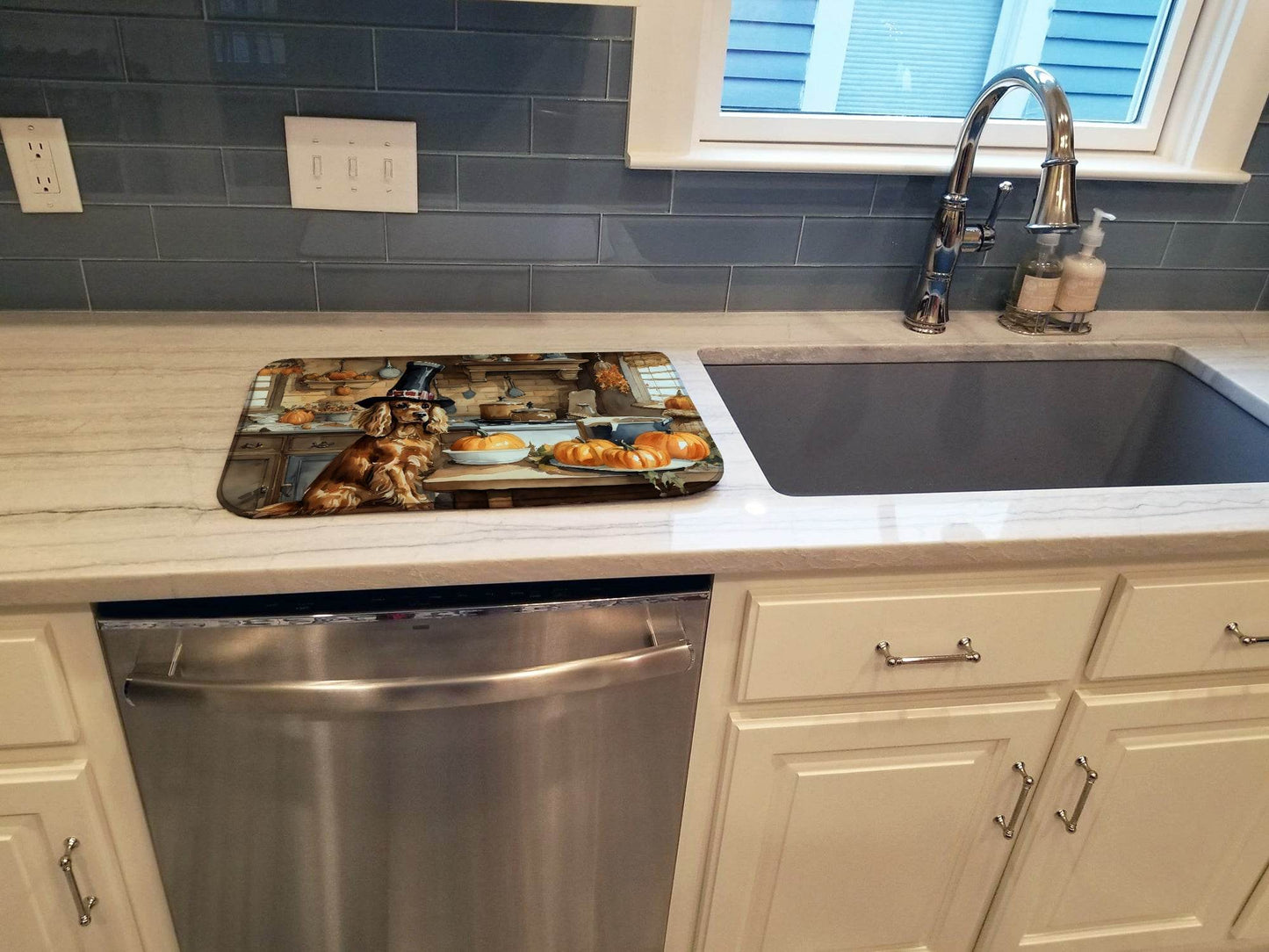 Cocker Spaniel Fall Kitchen Pumpkins Dish Drying Mat - Loft&Timber