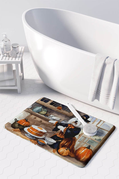 Coton De Tulear Fall Kitchen Pumpkins Memory Foam Kitchen Mat - Loft&Timber