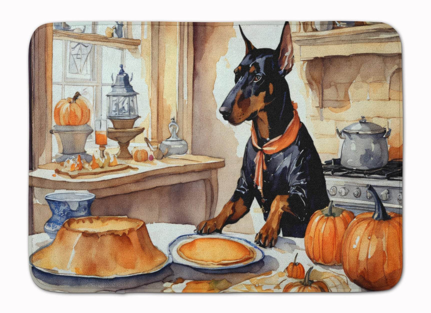 Doberman Pinscher Fall Kitchen Pumpkins Memory Foam Kitchen Mat - Loft&Timber