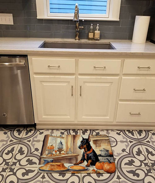 Doberman Pinscher Fall Kitchen Pumpkins Memory Foam Kitchen Mat - Loft&Timber