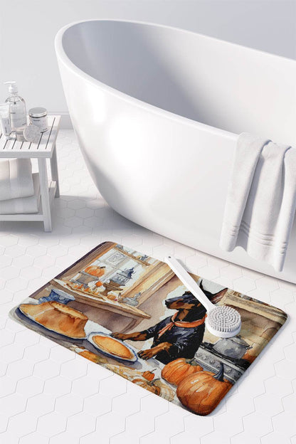 Doberman Pinscher Fall Kitchen Pumpkins Memory Foam Kitchen Mat - Loft&Timber