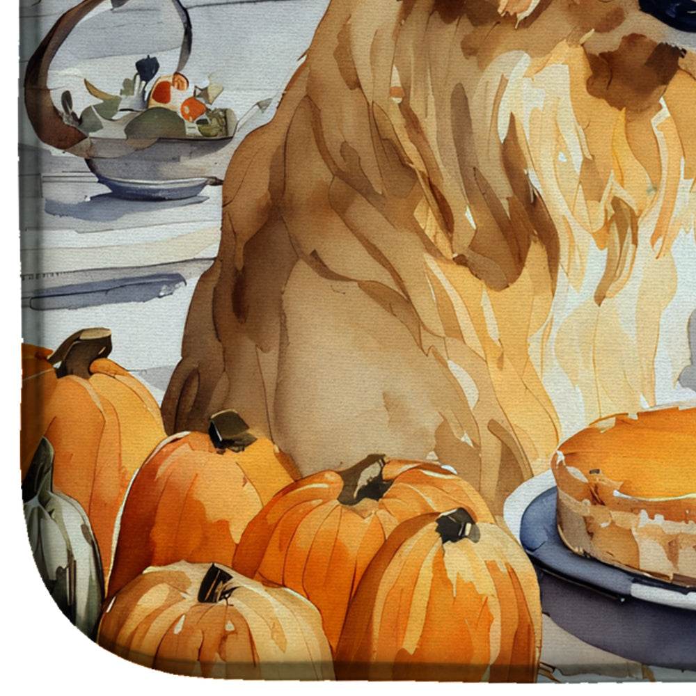 Golden Retriever Fall Kitchen Pumpkins Dish Drying Mat - Loft&Timber