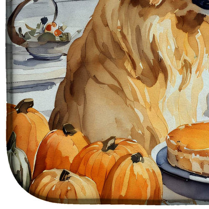 Golden Retriever Fall Kitchen Pumpkins Dish Drying Mat - Loft&Timber