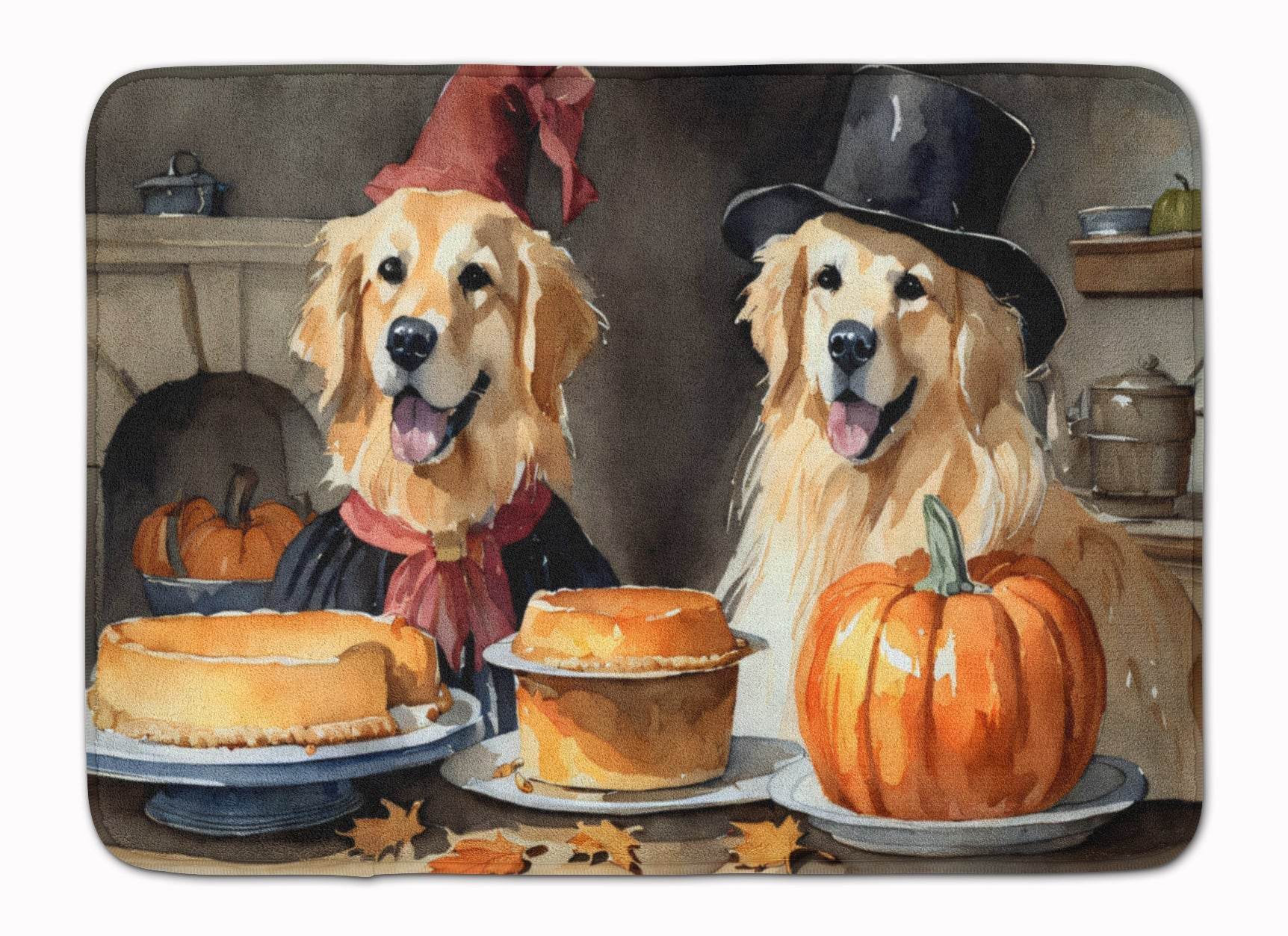 Golden Retriever Fall Kitchen Pumpkins Memory Foam Kitchen Mat - Loft&Timber