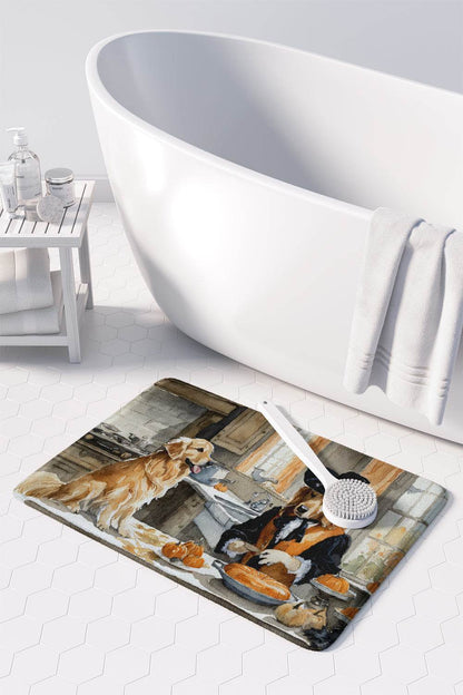 Golden Retriever Fall Kitchen Pumpkins Memory Foam Kitchen Mat - Loft&Timber