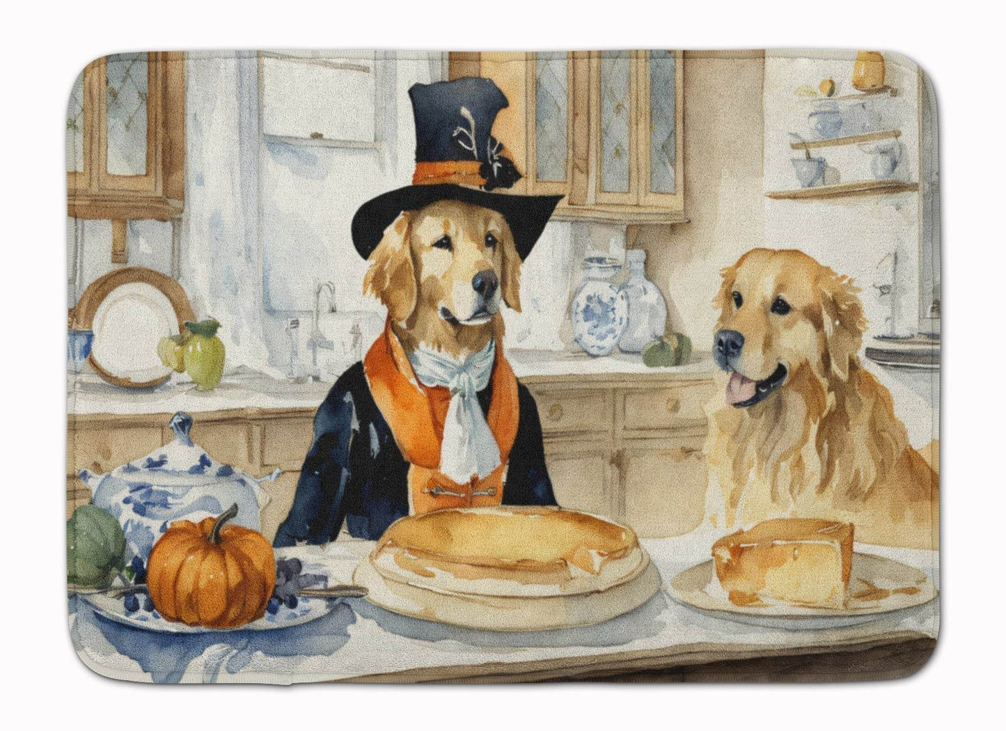 Golden Retriever Fall Kitchen Pumpkins Memory Foam Kitchen Mat - Loft&Timber
