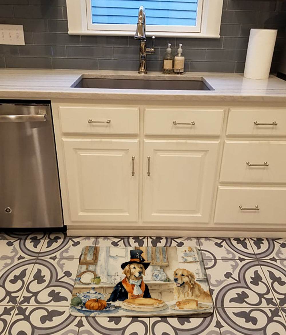 Golden Retriever Fall Kitchen Pumpkins Memory Foam Kitchen Mat - Loft&Timber