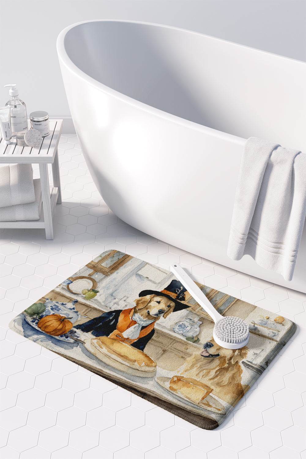 Golden Retriever Fall Kitchen Pumpkins Memory Foam Kitchen Mat - Loft&Timber