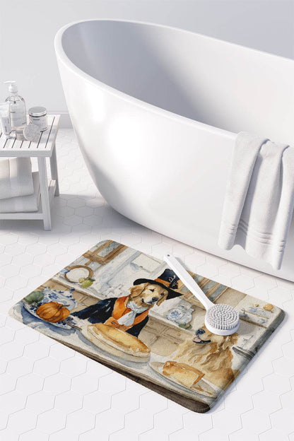 Golden Retriever Fall Kitchen Pumpkins Memory Foam Kitchen Mat - Loft&Timber