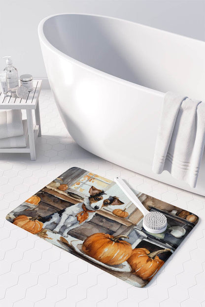 Jack Russell Terrier Fall Kitchen Pumpkins Memory Foam Kitchen Mat - Loft&Timber