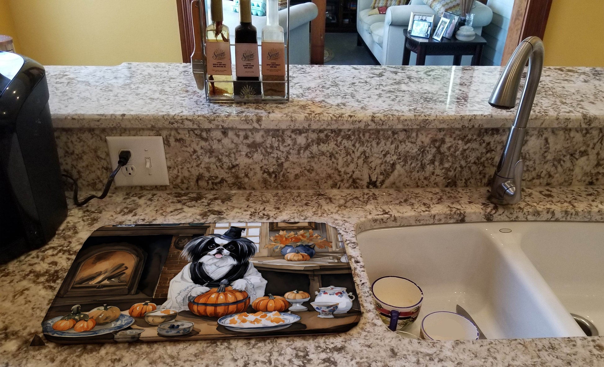 Japanese Chin Fall Kitchen Pumpkins Dish Drying Mat - Loft&Timber