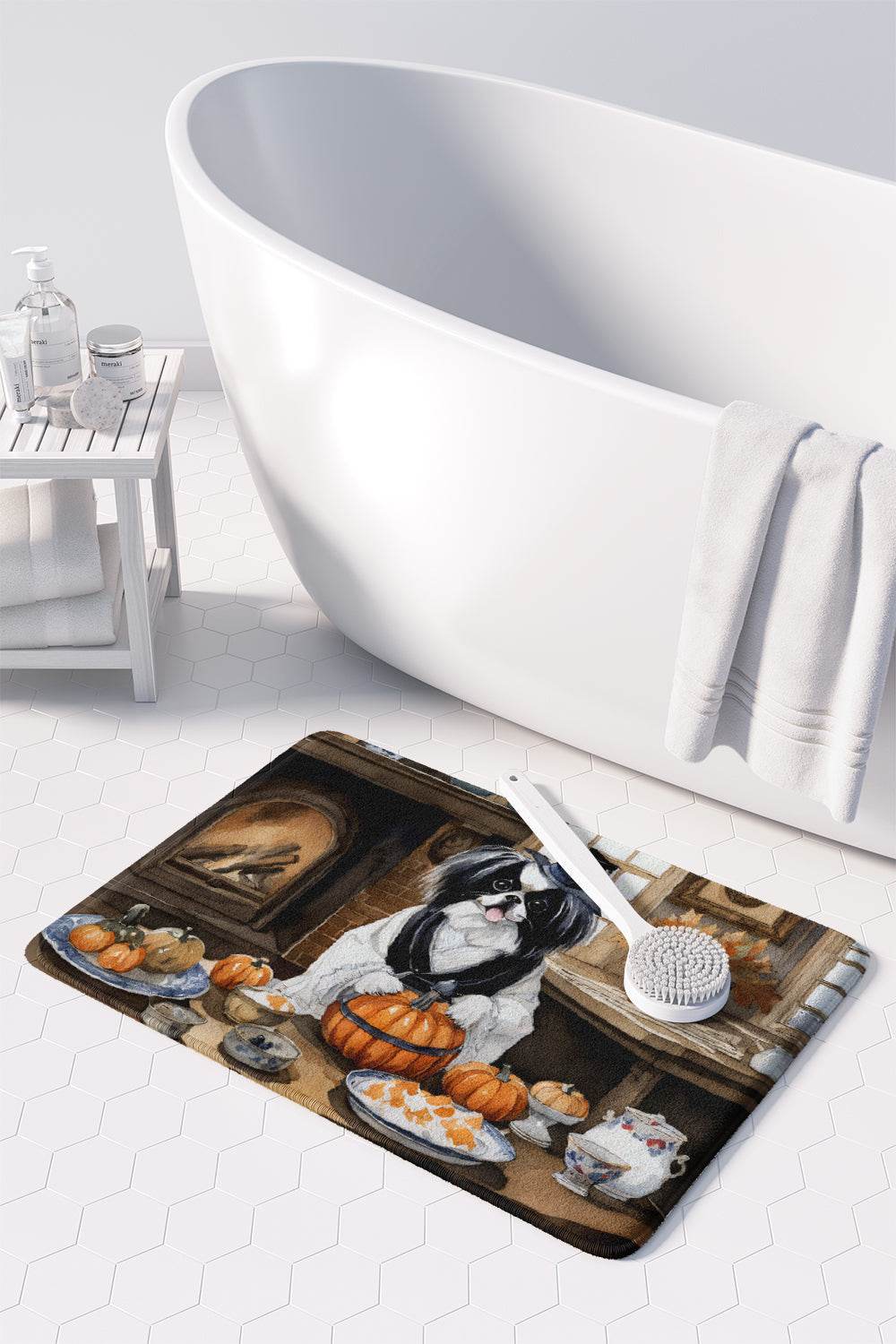 Japanese Chin Fall Kitchen Pumpkins Memory Foam Kitchen Mat - Loft&Timber