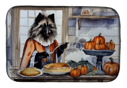 Keeshond Fall Kitchen Pumpkins Dish Drying Mat - Loft&Timber