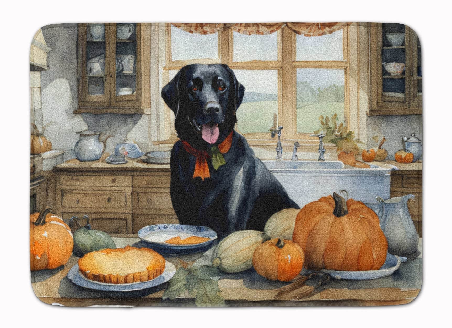 Black Lab Fall Kitchen Pumpkins Memory Foam Kitchen Mat - Loft&Timber