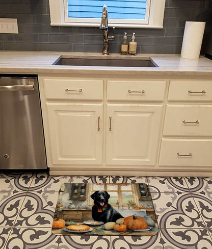 Black Lab Fall Kitchen Pumpkins Memory Foam Kitchen Mat - Loft&Timber