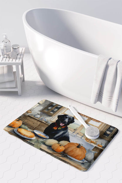 Black Lab Fall Kitchen Pumpkins Memory Foam Kitchen Mat - Loft&Timber
