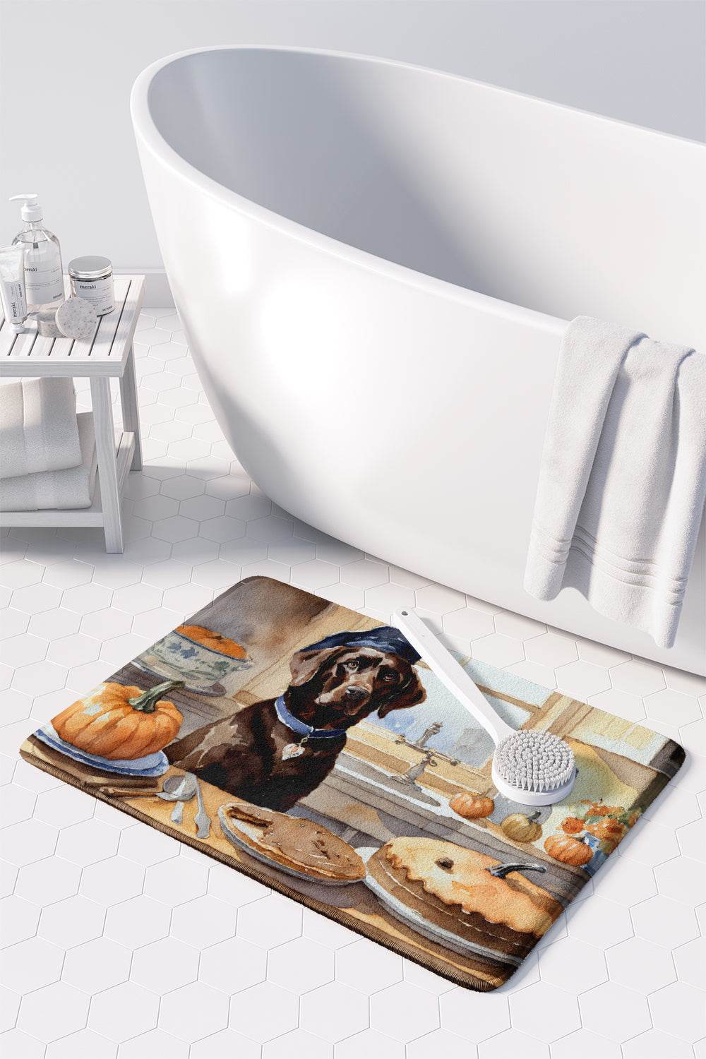 Chocolate Lab Fall Kitchen Pumpkins Memory Foam Kitchen Mat - Loft&Timber