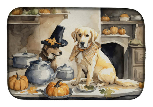 Yellow Lab Fall Kitchen Pumpkins Dish Drying Mat - Loft&Timber