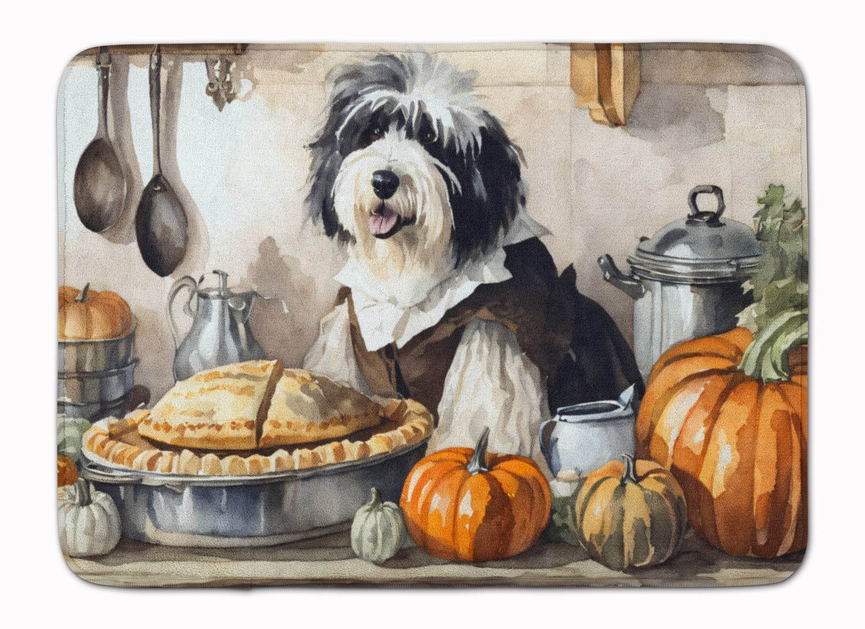Old English Sheepdog Fall Kitchen Pumpkins Memory Foam Kitchen Mat - Loft&Timber