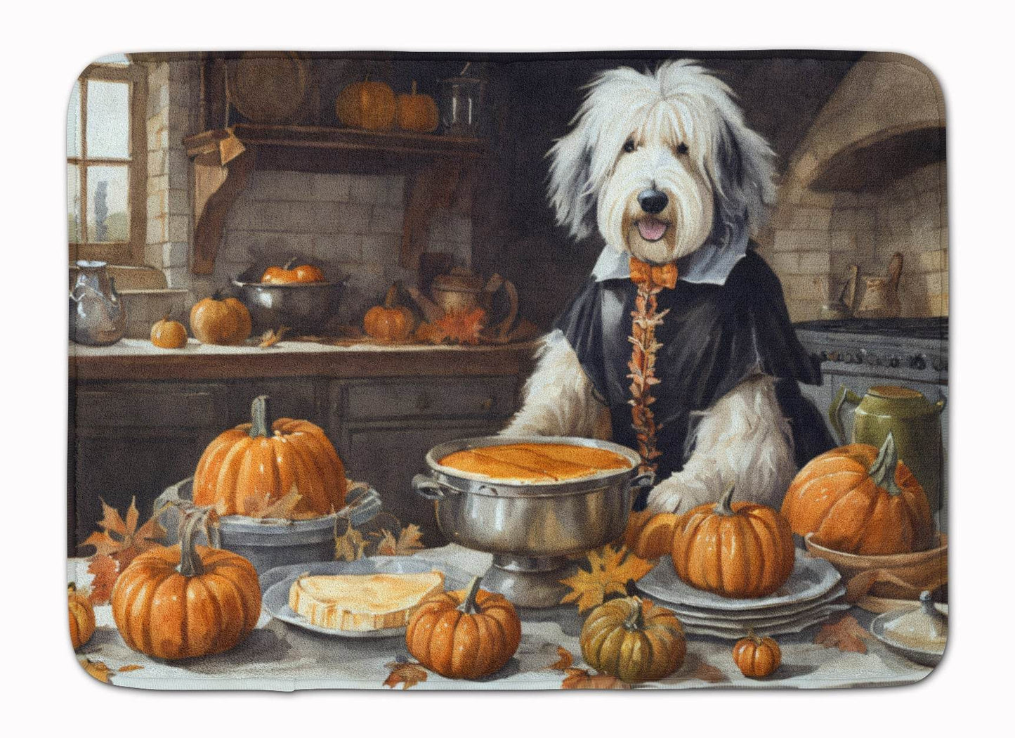 Old English Sheepdog Fall Kitchen Pumpkins Memory Foam Kitchen Mat - Loft&Timber