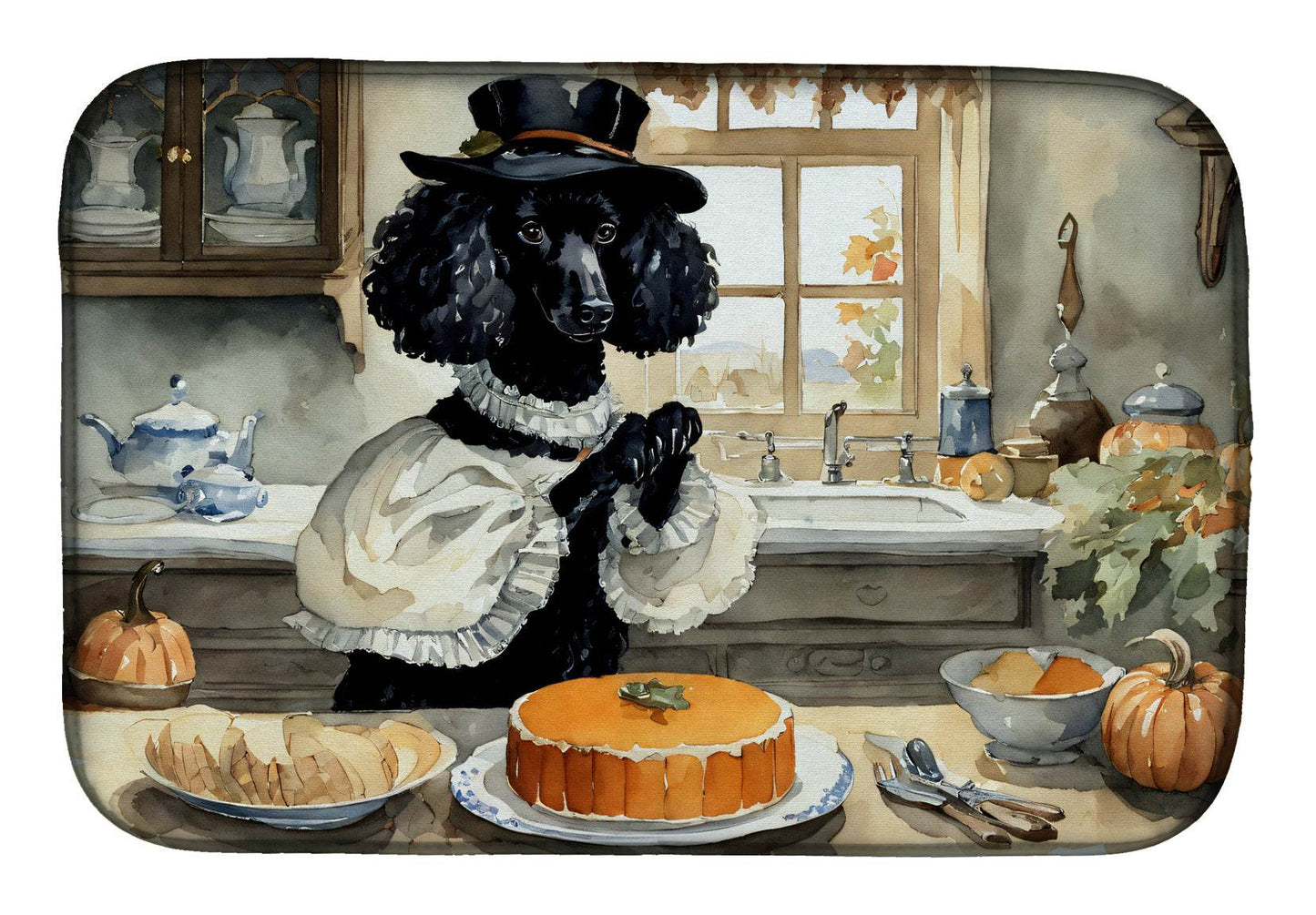 Poodle Fall Kitchen Pumpkins Dish Drying Mat - Loft&Timber