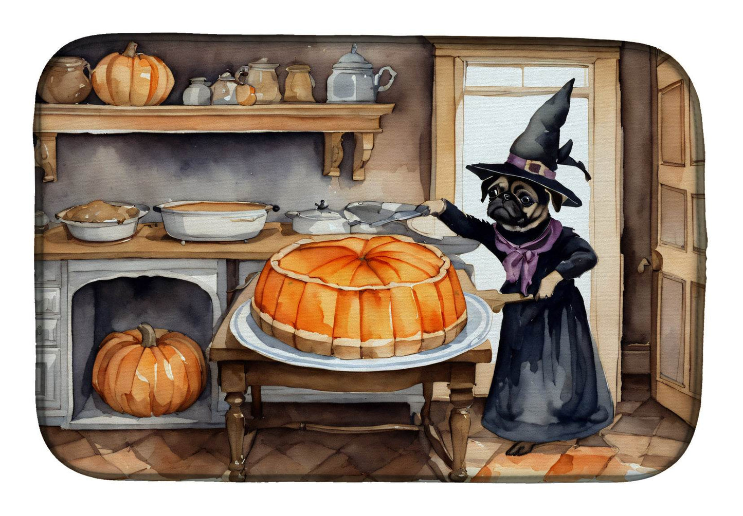 Pug Fall Kitchen Pumpkins Dish Drying Mat - Loft&Timber