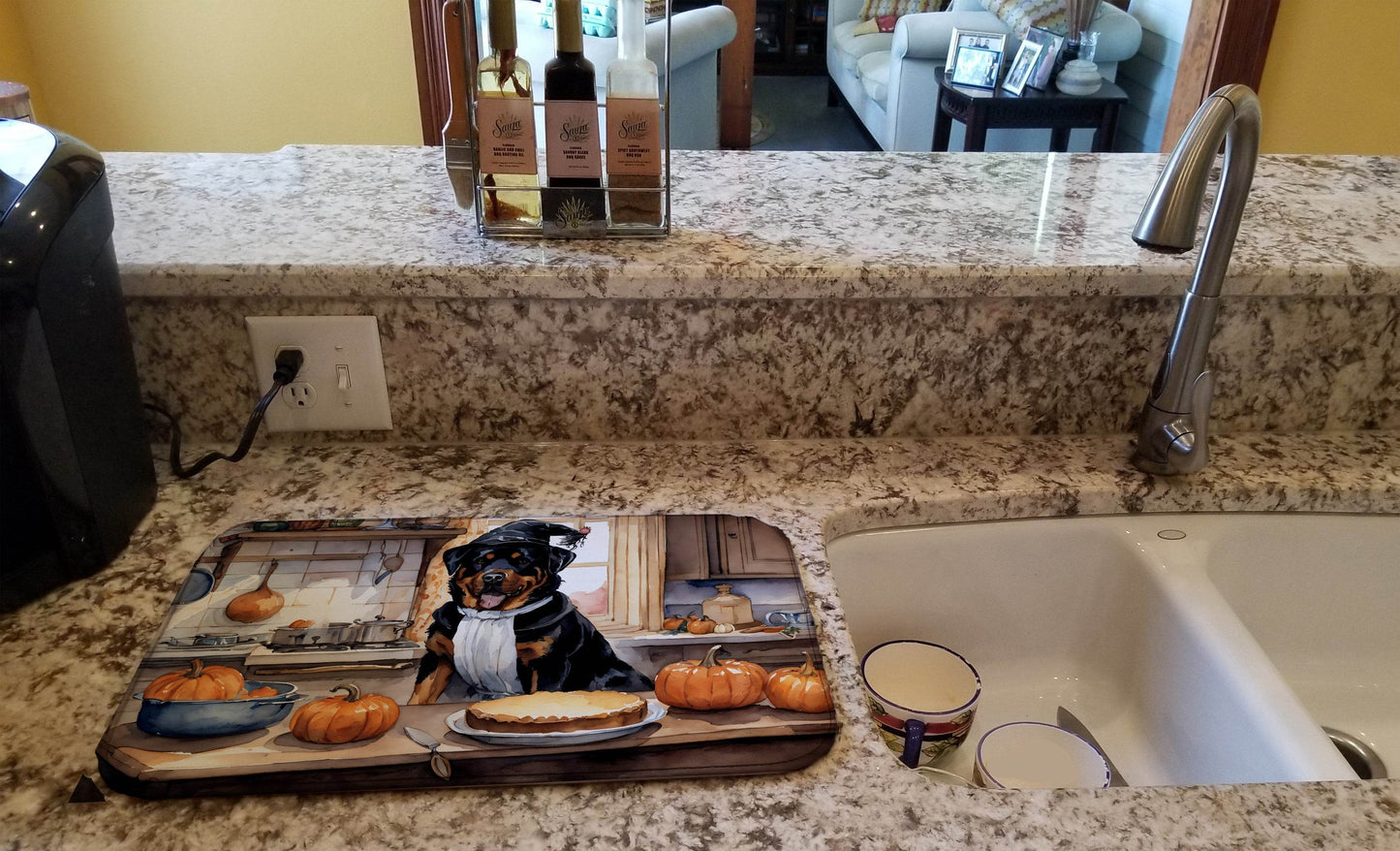 Rottweiler Fall Kitchen Pumpkins Dish Drying Mat - Loft&Timber