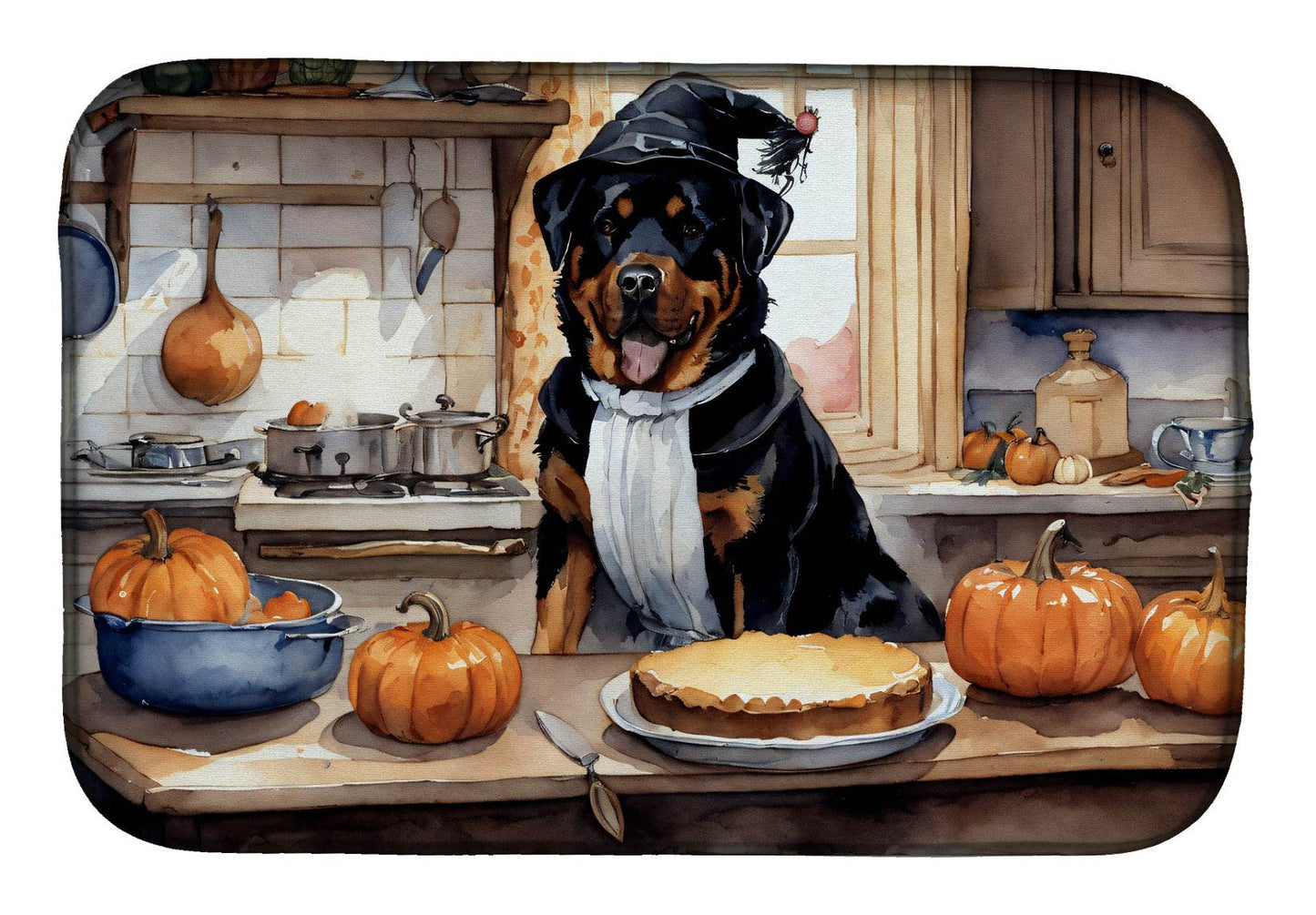 Rottweiler Fall Kitchen Pumpkins Dish Drying Mat - Loft&Timber