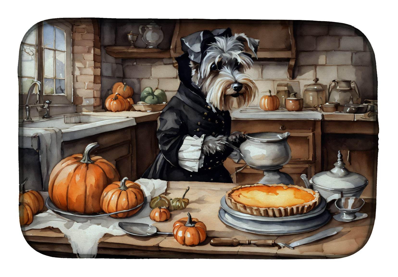 Schnauzer Fall Kitchen Pumpkins Dish Drying Mat - Loft&Timber